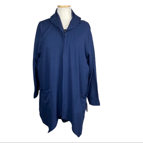 STYLE & CO Woman Solid Blue Hooded Cardigan Size 2X NWT - Picture 2 of 7